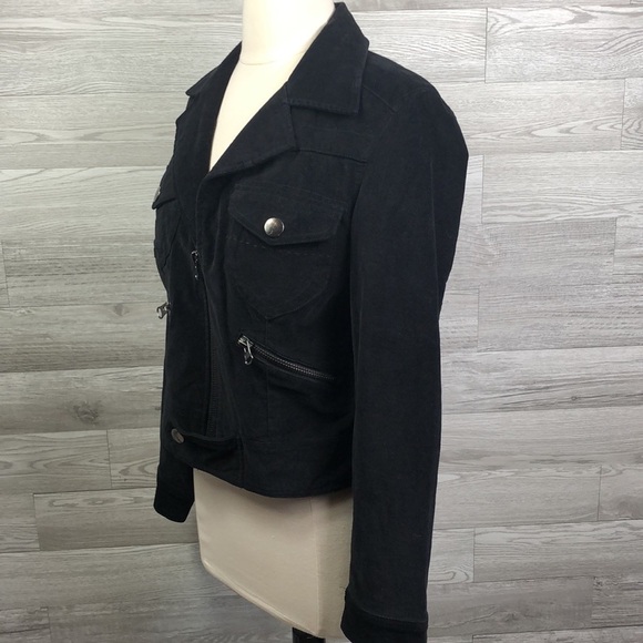 One Girl Who Velvet Black Moto Jacket - Picture 2 of 9
